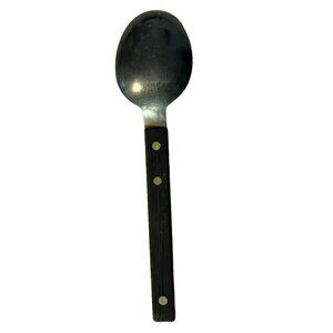 Vtg Crown Corning PRONTO Soup Spoon Retro Wood Handle Flatware Korea MCM‎